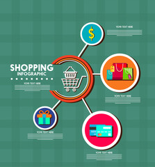 Shopping Infographic Design Circles Symbols Sketch Style