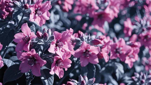 Flowering Pink Dombeya Blooming on Shrub in Garden