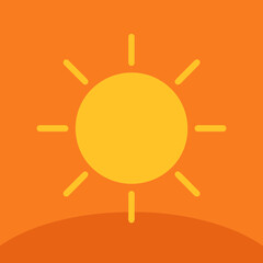 Sun rising over horizon flat style