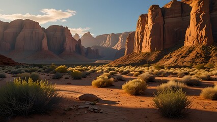 Majestic Desert Vista, Peaceful Morning in the Canyon