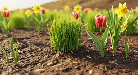 Novruz Torpaq Chershenbesi Spring Awakening &ndash; 3D Illustration