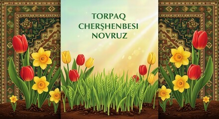Novruz Torpaq Chershenbesi Spring Awakening &ndash; 3D Illustration