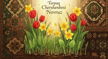Novruz Torpaq Chershenbesi Spring Awakening &ndash; 3D Illustration