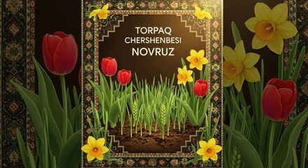 Novruz Torpaq Chershenbesi Spring Awakening &ndash; 3D Illustration