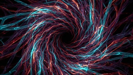Luminous Fiber Vortex with Neon Cyan and Magenta Threads