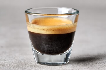 a shot glass filled with espresso