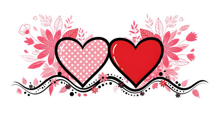 Valentine's day hearts with floral patterns