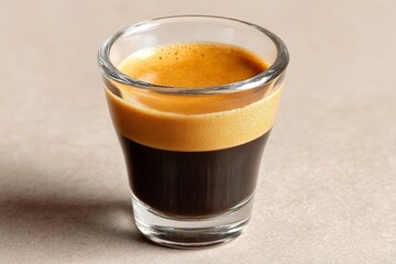 a shot glass filled with espresso