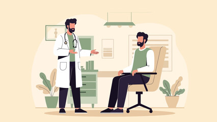 Fototapeta premium Doctor Consultation with Patient in Medical Office Flat Illustration
