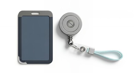Smartphone with Retractable Lanyard on White Background.