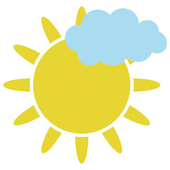 Cute Sun Sticker Flat Illustration