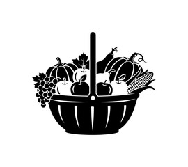Harvest Basket with Fruits and Tools