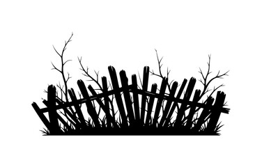 Rustic Wooden Fence Silhouette Design