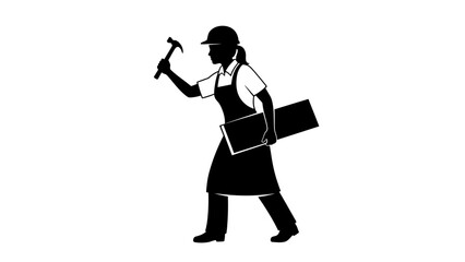 Silhouette of a female construction worker.