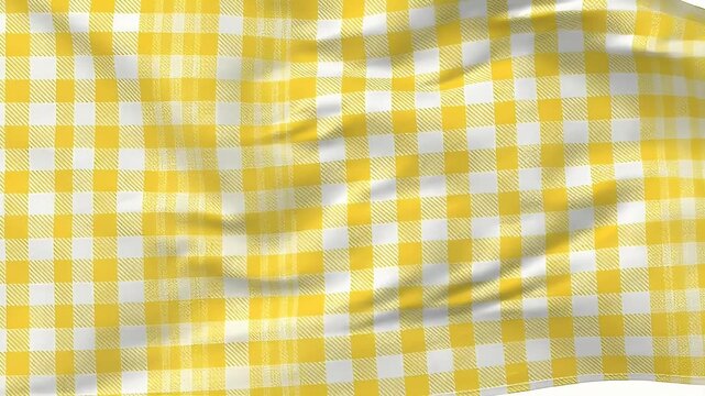 Yellow White Gingham Fabric Textile Motion Loop Background