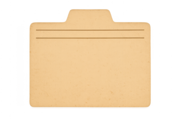 Manila folder with blank label on transparent background