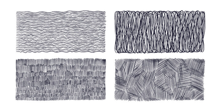 Hand drawn pencil geometric texture. Wave lines