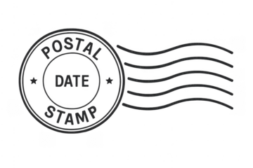 Postal date stamp cancellation mark on transparent background