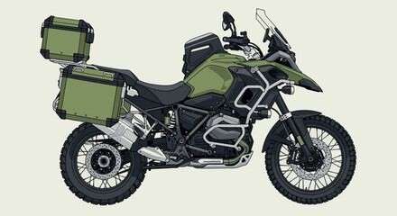 Obraz premium Adventure Touring Motorcycle Flat Illustration