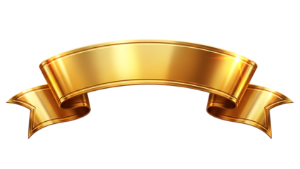 Golden ribbon banner isolated on transparent background