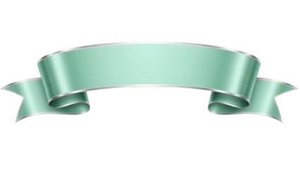 Teal ribbon banner isolated on transparent background