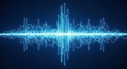 Obraz premium Abstract glowing sound wave visualization on dark background