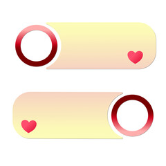 Two UI Label graphic elements.  a light cream background with a pastel yellow gradient in a rounded rectangular. a thick, dark red gradient circle that serves as a frame for icons or profile pictures.