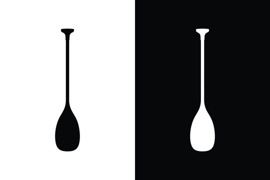 Paddle for stand up paddleboarding sup or kayak, black and white silhouette icon