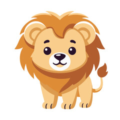 Obraz premium baby cute lion , flat design , vector illustration, isolated on white transparent background