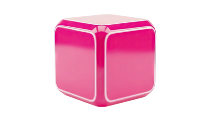 Shiny Pink Cube with Rounded Edges