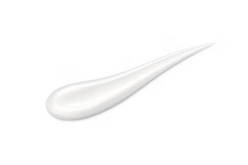 White creamy smear presenting cosmetic product texture, lotion or moisturizer swatch on transparent background