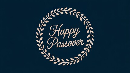 Refined Passover text encircled by leaf garland dark navy field