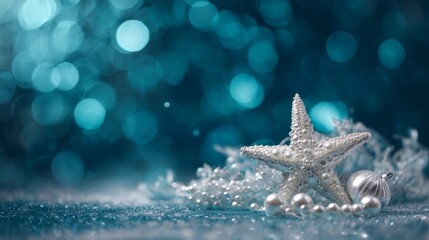 Elegant Christmas star ornament with snow