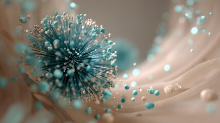 Microscopic virus particles inside organic tissue tunnel