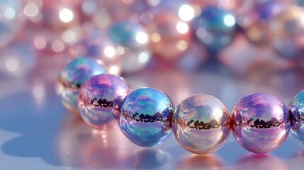 Iridescent crystal spheres sparkling under sunlight