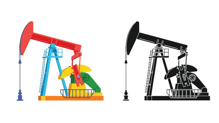 colorful and black oil pump icons representing petroleum extraction and energy