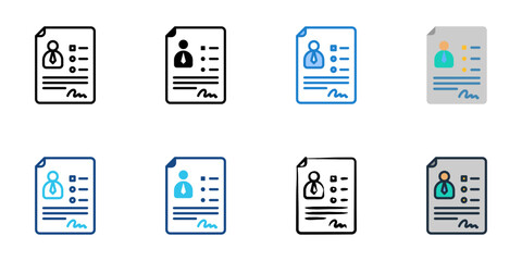 Employee profile icons set multiple style collection. Editable stroke 
