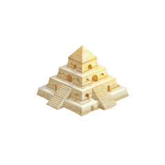 Isometric view of a sunlit, tiered structure, possibly an ancient temple or pyramid