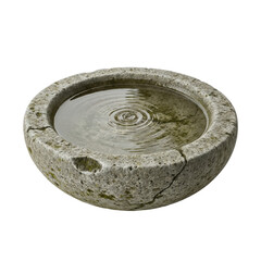 Stone Bird Bath Ripples Black Background