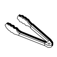 Stainless steel kitchen tongs utensil for cooking, grilling, and serving food, isolated transparent