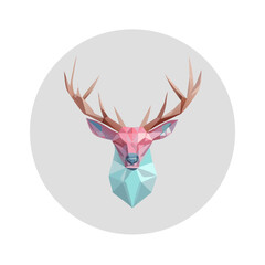 Black silhouette deer head icon and nature reindeer illustration featuring an artistic tree pattern design for a hand drawn animal symbol or Christmas decoration