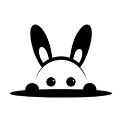 A cute pink cartoon bunny character with long ears holding a decorated Easter egg in a fun spring holiday vector illustration