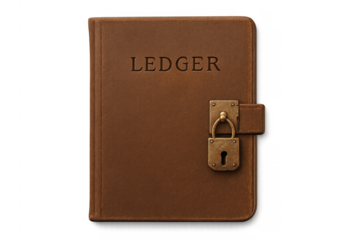Leather ledger book with padlock for security