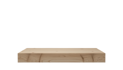 Minimal wooden block podium isolated on transparent background, natural wood platform for product display, mockup presentation base and advertising design
