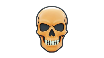 Orange Skull Graphic with Black Outline