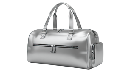 Sleek Silver Metallic Duffle Bag