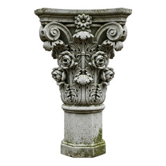 Naklejka premium Ornate Stone Column Capital With Roses