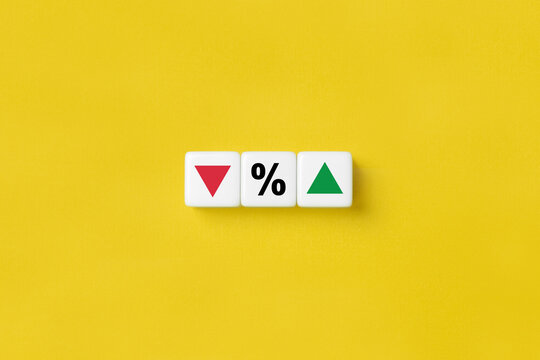 Mortgage and loan rates. Interest rate, stocks, ranking. Business and finance concept.