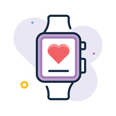 A modern flat outline icon representing smartwatch health monitoring