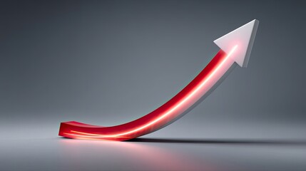 Abstract upward trend line in sleek design with red and white colors showcasing growth, progress, and positivity in modern business and finance contexts